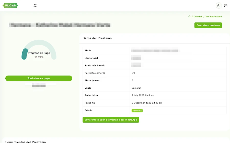 PioCash | Sistema de control de pagos con o sin  interés