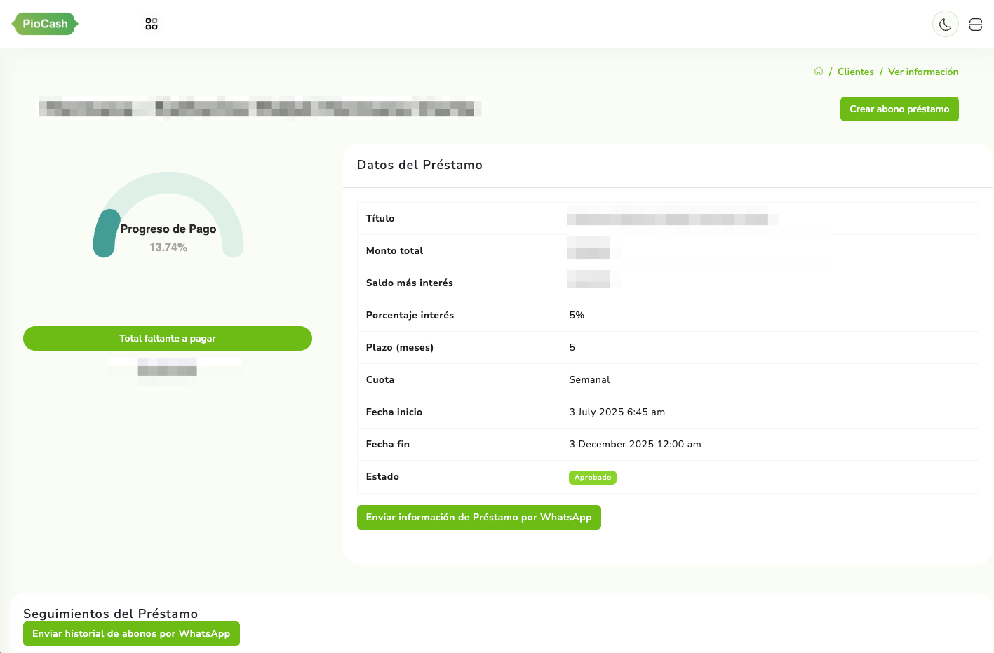 PioCash | Sistema de control de pagos con o sin  interés